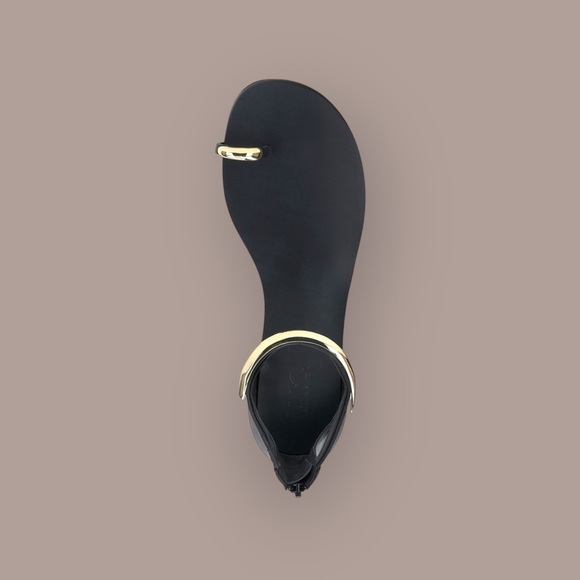 INC Black and Gold Ankle Strap Sandals, NEW - Picture 4 of 5